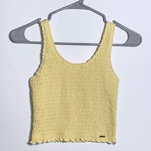 Hollister Yellow Smocked Crop Tank Top